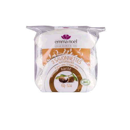 Savonnette karite bio 3x150g Emma Noël  dans votre magasin bio en ligne Etiketbio.eu