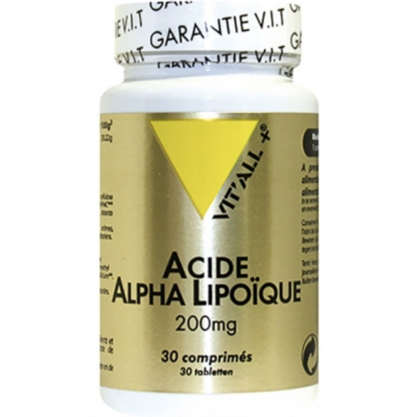 ACIDE ALPHA LIPOIQUE 200MG 30 COMP VITALL + dans votre magasin bio en ligne Etiketbio.eu ACIDE ALPHA LIPOIQUE 200MG 30 COMP VITALL + dans votre magasin bio en ligne Etiketbio.eu
