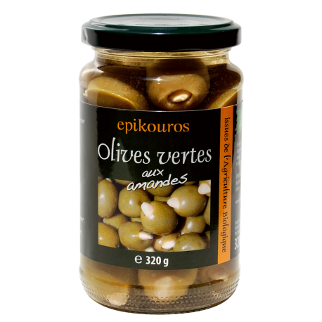 OLIVES VERTES AMANDES 320G | EPIKOUROS | Acheter sur EtiketBio.eu