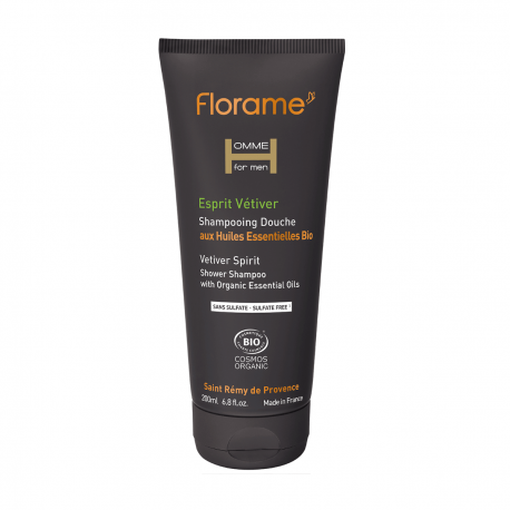 Shampooing douche esprit vertiver 200ml Florame dans votre magasin bio en ligne Etiketbio.eu Shampooing douche esprit vertiver 200ml Florame dans votre magasin bio en ligne Etiketbio.eu