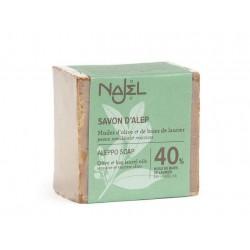 SAVON ALEP 40% LAURIER 185GR NAJEL  dans votre magasin bio en ligne Etiketbio.eu