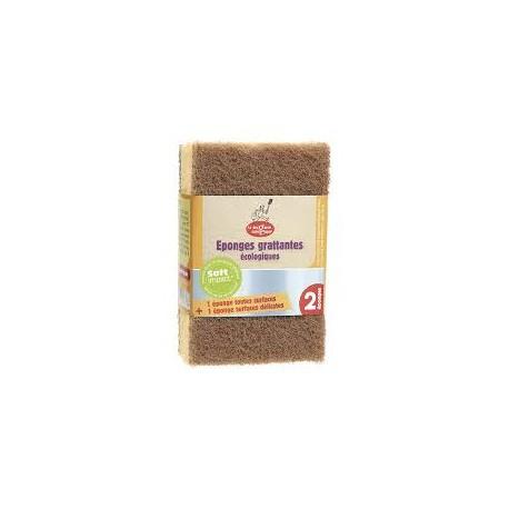 Lot 2 eponges grattantes marron La Droguerie Écologique  dans votre magasin bio en ligne Etiketbio.eu