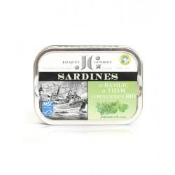 SARDINES BASILIC THYM HUILE OLIVE 115G JACQUES GONIDEC dans votre magasin bio en ligne Etiketbio.eu