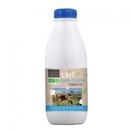 LAIT DE VACHE UHT DEMI-ECREME FRANCE 1 L NATURAVENIR  dans votre magasin bio en ligne Etiketbio.eu