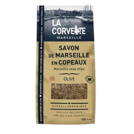 SACHET DE SAVON DE MARSEILLE EN COPEAUX OLIVE 750G | LA CORVETTE | ...