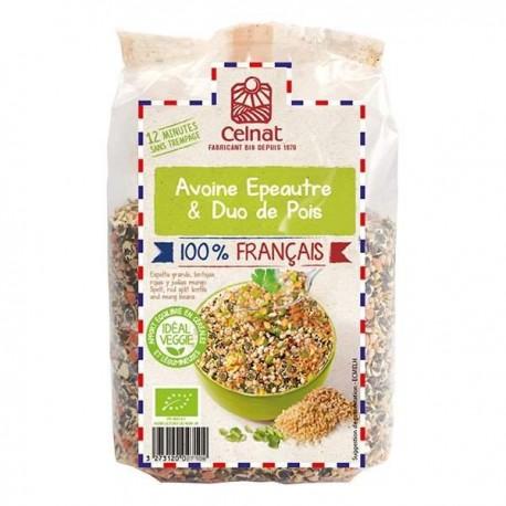 Avoine, epeautre et duo de pois france 500g Celnat  dans votre magasin bio en ligne Etiketbio.eu