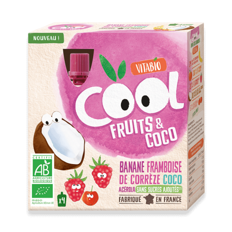 COOL FRUITS & COCO BANANE FRAMBOISE ACEROLA 4X85G | VITABIO | Achet...