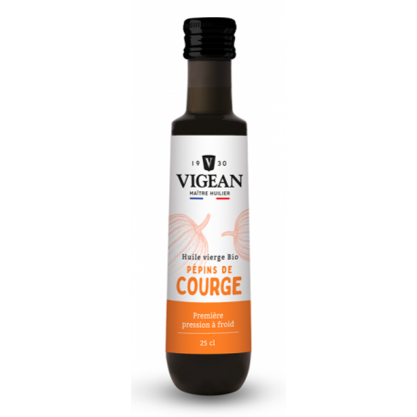 HUILE VIERGE PEPINS COURGE 25CL | VIGEAN | Acheter sur EtiketBio.eu