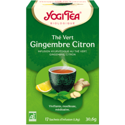 THE VERT GINGEMBRE CITRON (17 INFUSETTES) YOGI TEA dans votre magasin bio en ligne Etiketbio.eu