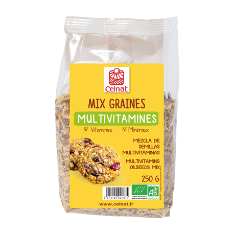 Mix graines multivitamines 250g Celnat dans votre magasin bio en ligne Etiketbio.eu Mix graines multivitamines 250g Celnat dans votre magasin bio en ligne Etiketbio.eu
