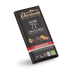 TABLETTE CHOCOLAT NOIR 71% CACAO FRUITS SECS 180G | DARDENNE | Ache...