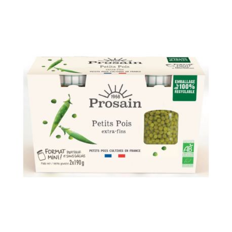 Petits pois extra fins 2x125g Prosain  dans votre magasin bio en ligne Etiketbio.eu