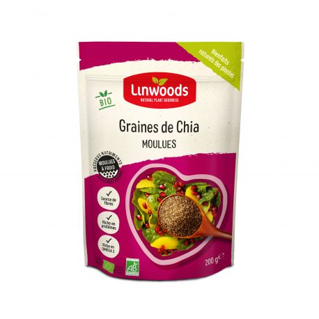 GRAINES DE CHIA MOULUES 200G | LINWOODS | Acheter sur EtiketBio.eu