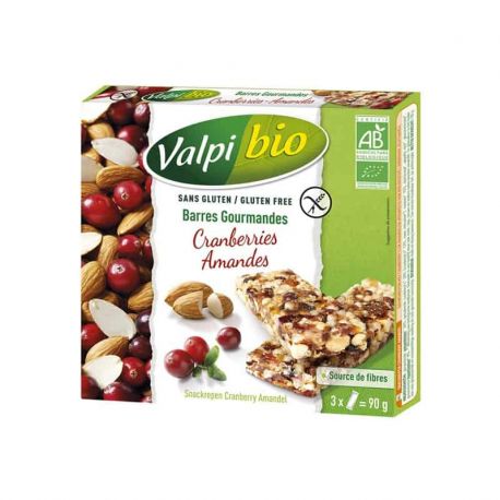 Barres cranberry amande vpb 90gr VALPIBIO  dans votre magasin bio en ligne Etiketbio.eu
