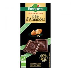 Chocolat noir eclat amande 90gr Bonneterre  dans votre magasin bio en ligne Etiketbio.eu