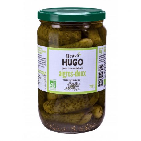 Cornichon aigre-doux aneth 72cl Bravo Hugo dans votre magasin bio en ligne Etiketbio.eu Cornichon aigre-doux aneth 72cl Bravo Hugo dans votre magasin bio en ligne Etiketbio.eu