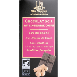 CHOCOLAT NOIR GINGEMBRE CONFIT 100 GR MOULIN DES MOINES  dans votre magasin bio en ligne Etiketbio.eu