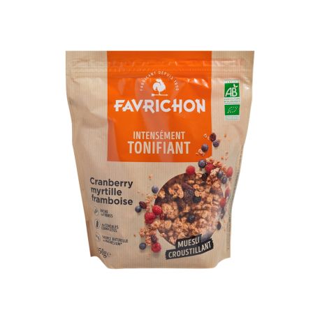 Muesli croustillant cranb myrt fram 450g Favrichon  dans votre magasin bio en ligne Etiketbio.eu