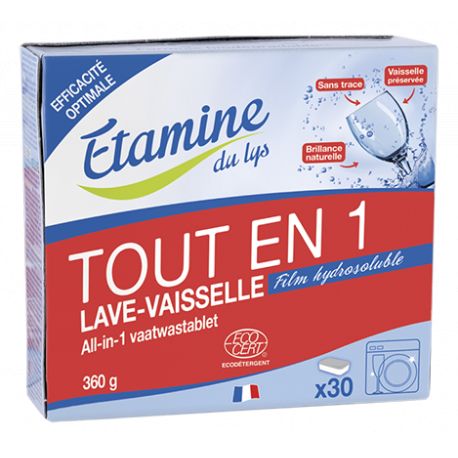 Tablette lave-vaisselle tout en 1 x30u Etamine du Lys dans votre magasin bio en ligne Etiketbio.eu Tablette lave-vaisselle tout en 1 x30u Etamine du Lys dans votre magasin bio en ligne Etiketbio.eu