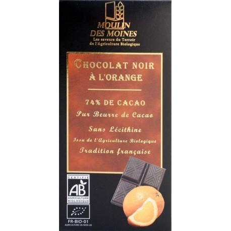 CHOCOLAT NOIR A L ORANGE 100 GR MOULIN DES MOINES  dans votre magasin bio en ligne Etiketbio.eu
