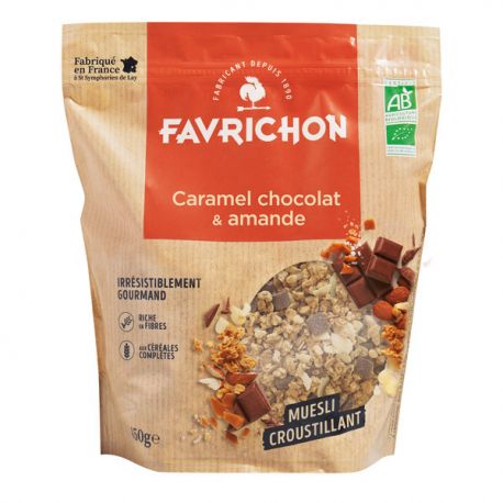 MUESLI CROUSTI-CARAMEL CHOCO AMANDE 450GR | FAVRICHON | Acheter sur...