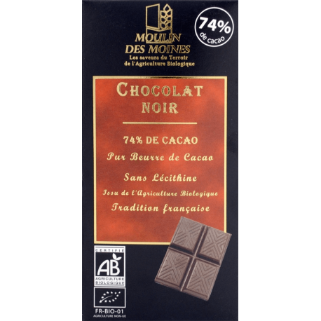 CHOCOLAT NOIR 74% 100G | MOULIN DES MOINES | Acheter sur EtiketBio.eu
