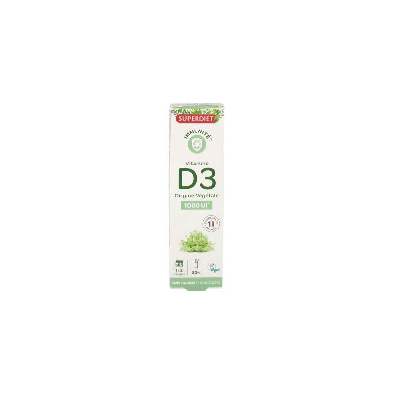 VITAMINE D3 VEGETALE 1000UI SPRAY 20ML Super Diet  dans votre magasin bio en ligne Etiketbio.eu
