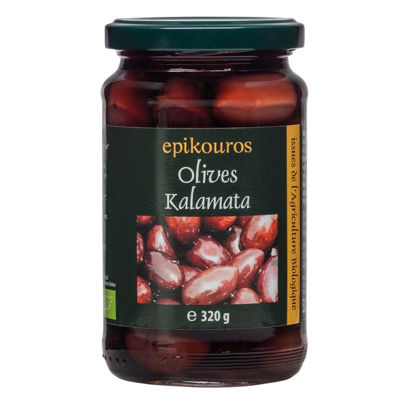 Olives kalamata noires noyaux 320g Epikouros  dans votre magasin bio en ligne Etiketbio.eu