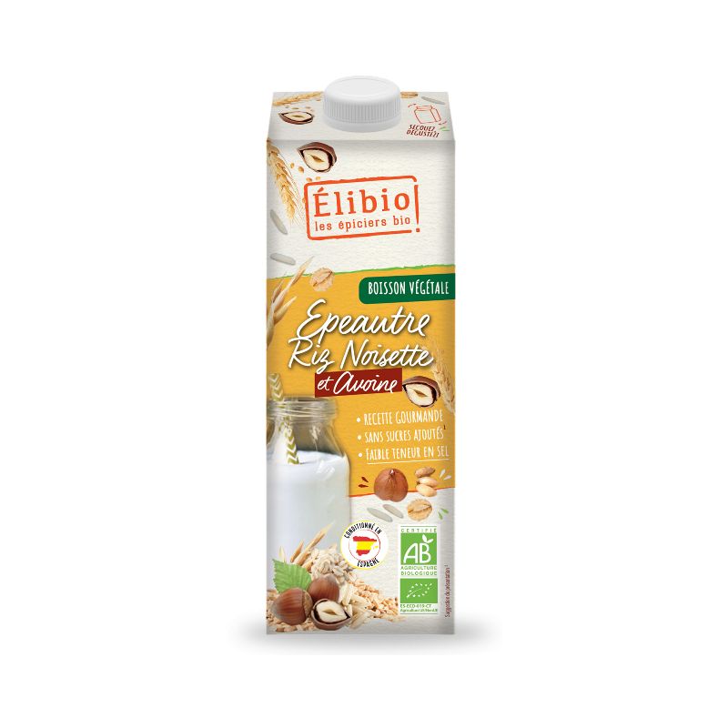Boisson epeautre riz noisette avoine 1l cc Elibio dans votre magasin bio en ligne Etiketbio.eu Boisson epeautre riz noisette avoine 1l cc Elibio dans votre magasin bio en ligne Etiketbio.eu