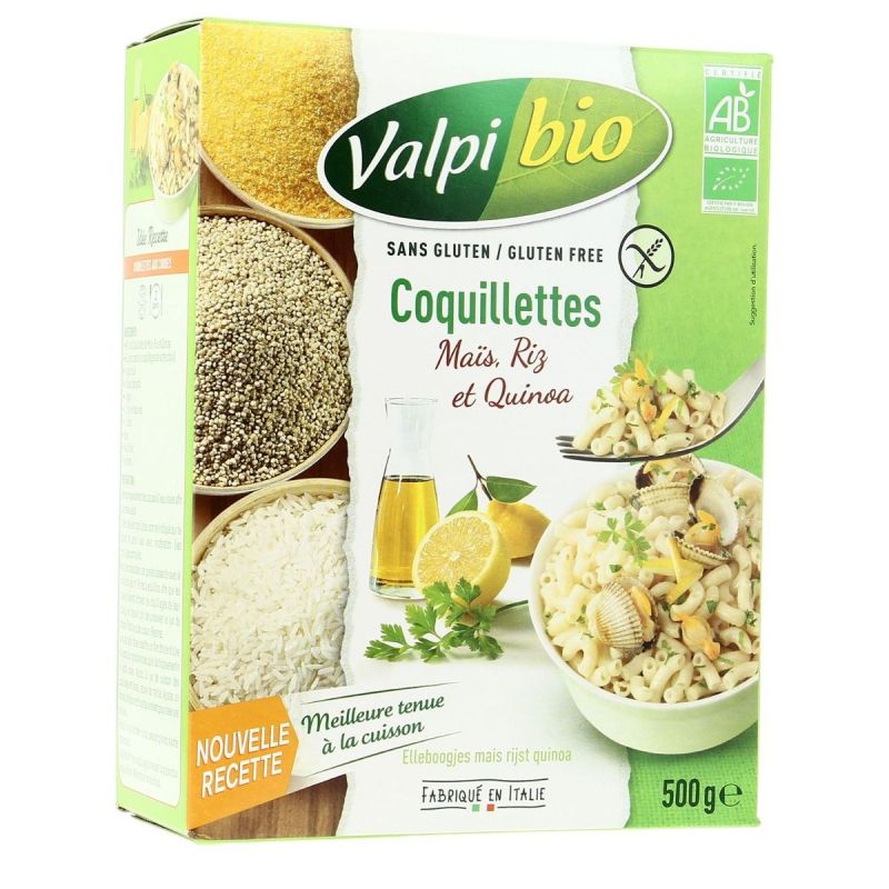 Coquillette mais riz quinoa 500g VALPIBIO  dans votre magasin bio en ligne Etiketbio.eu