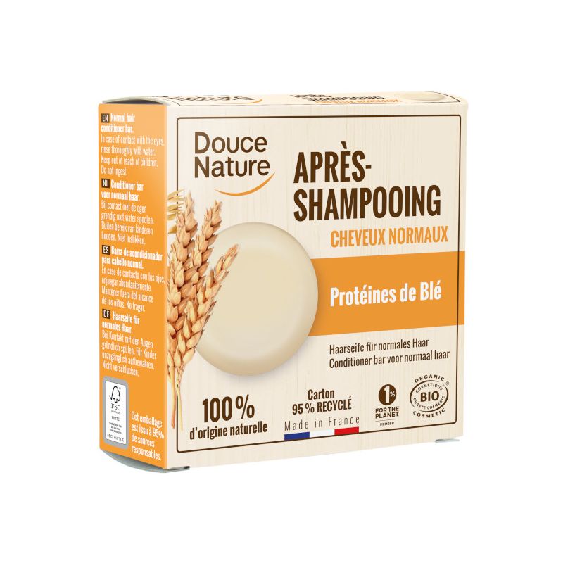 Apres shampooing solide cheveux normaux 65g Douce Nature  dans votre magasin bio en ligne Etiketbio.eu Apres shampooing solide cheveux normaux 65g Douce Nature  dans votre magasin bio en ligne Etiketbio.eu