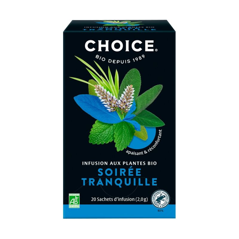 Infusion soiree tranquille 20sachets Choice  dans votre magasin bio en ligne Etiketbio.eu
