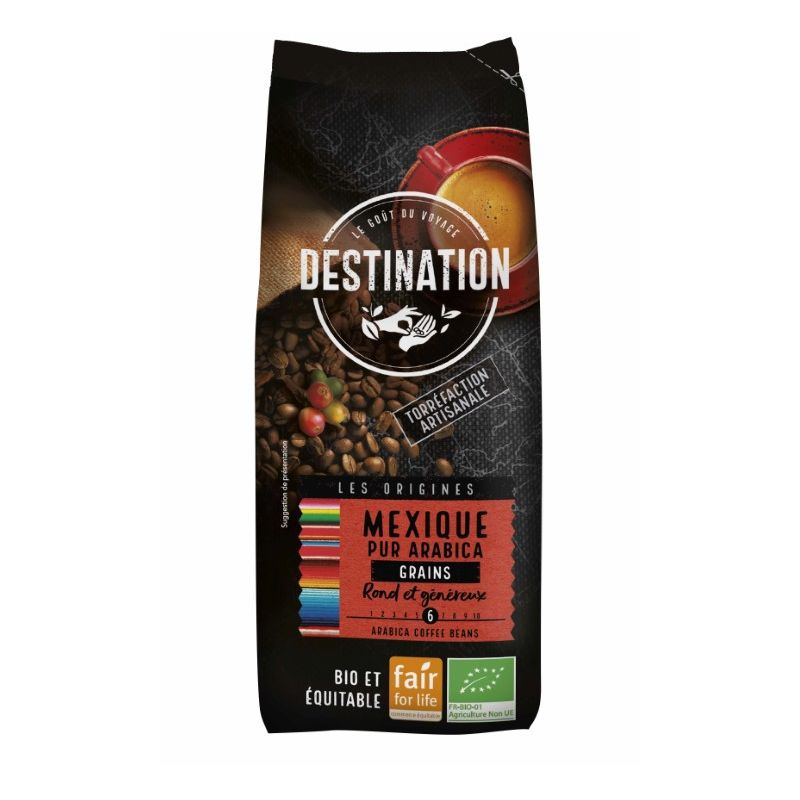 Cafe mexique grains pur arabica 1kg Destination  dans votre magasin bio en ligne Etiketbio.eu