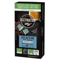 CAPSULE CAFE DECAFEINE X10 BIO | DESTINATION | Acheter sur EtiketBi...