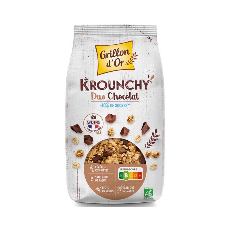 KROUNCHY DUO CHOCOLAT 450GR | GRILLON D'OR | Acheter sur EtiketBio.eu