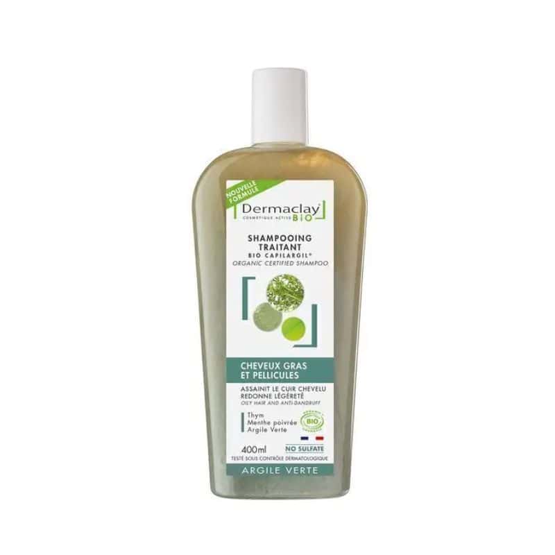 SHAMPOOING BIO CHEVEUX GRAS ET PELLICULES 400ML Dermaclay  dans votre magasin bio en ligne Etiketbio.eu