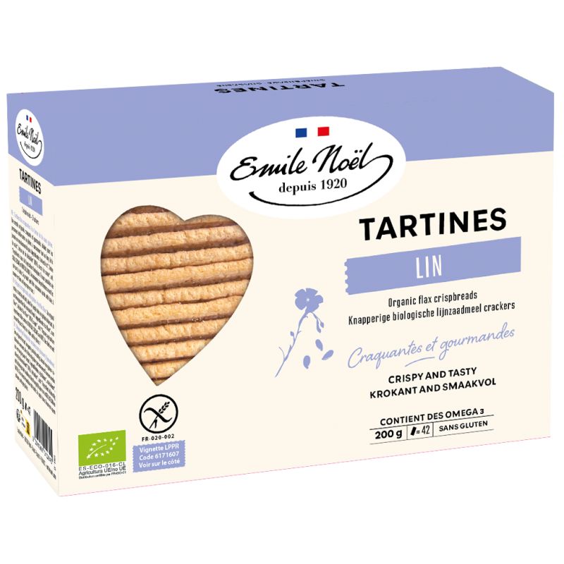 Tartines sans gluten lin 2x100g Emile Noël dans votre magasin bio en ligne Etiketbio.eu Tartines sans gluten lin 2x100g Emile Noël dans votre magasin bio en ligne Etiketbio.eu
