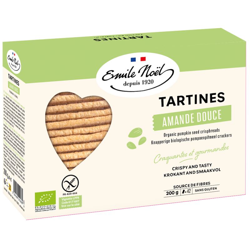 Tartine bio sans gluten amande 2x100 g Emile Noël  dans votre magasin bio en ligne Etiketbio.eu