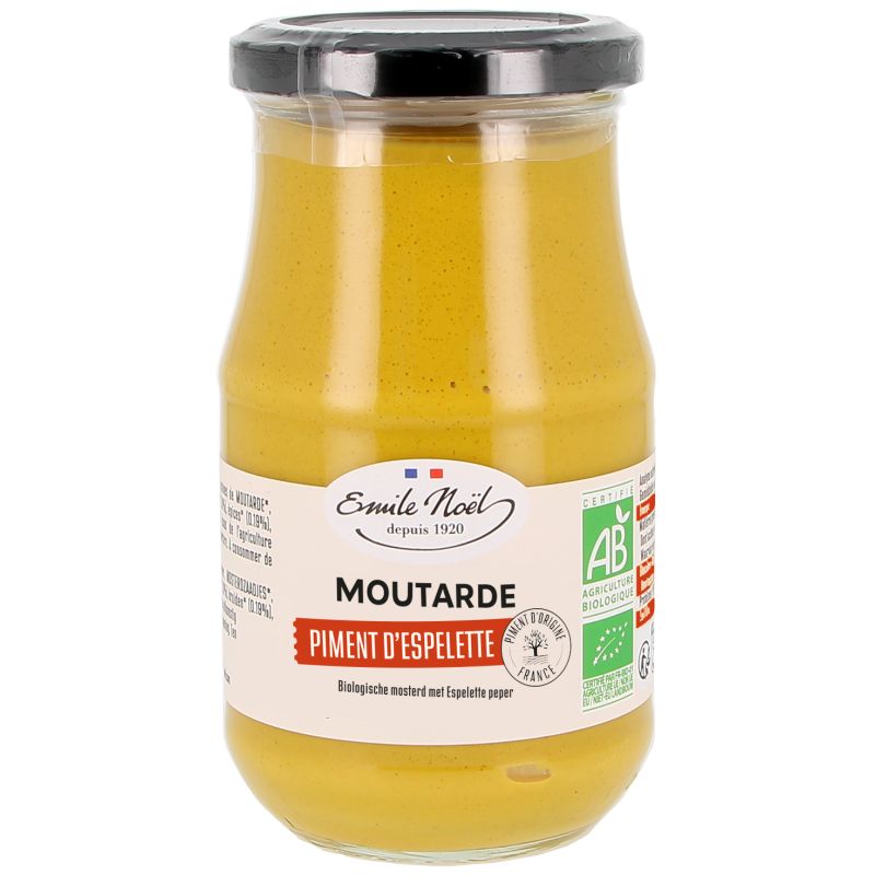 Moutarde aux piments espelette 200g Emile Noël  dans votre magasin bio en ligne Etiketbio.eu