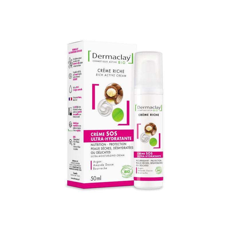 Creme sos ultra hydratante 50ml Dermaclay dans votre magasin bio en ligne Etiketbio.eu Creme sos ultra hydratante 50ml Dermaclay dans votre magasin bio en ligne Etiketbio.eu