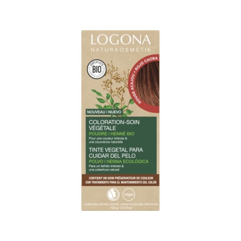 COLORATION VEGETALE ROUGE ACAJOU 100GR LOGONA  dans votre magasin bio en ligne Etiketbio.eu