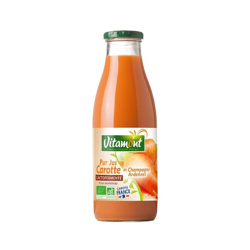 Pur jus de carotte lactofermente 75cl Vitamont dans votre magasin bio en ligne Etiketbio.eu Pur jus de carotte lactofermente 75cl Vitamont dans votre magasin bio en ligne Etiketbio.eu