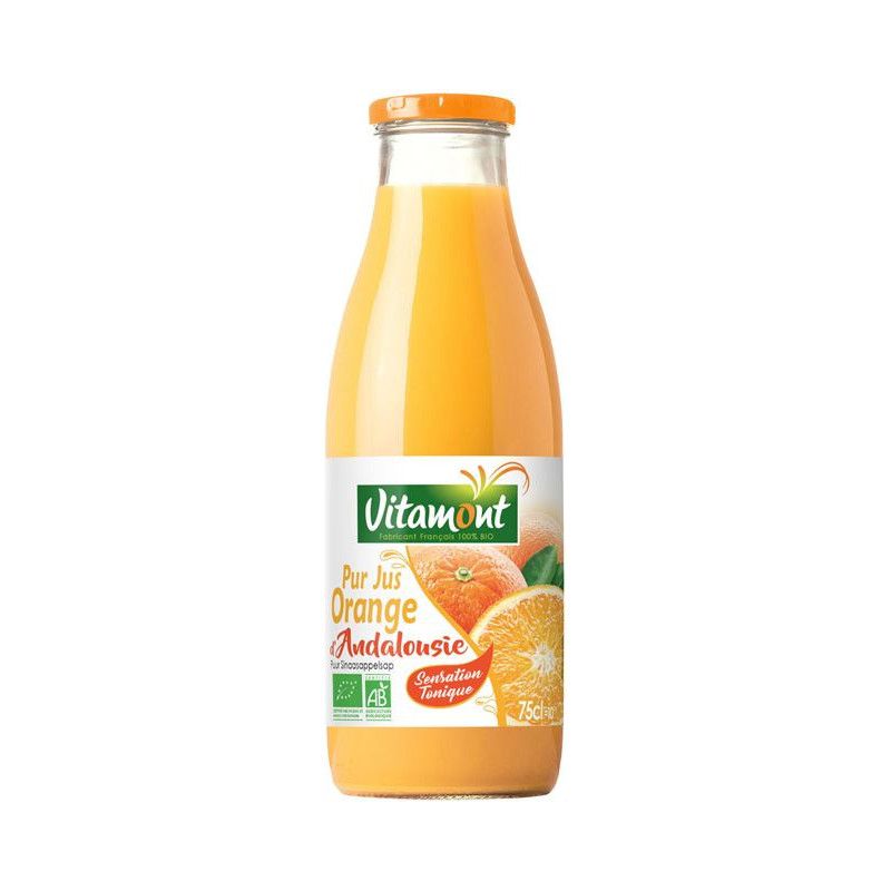 Pur jus d'orange andalousie tonique 75cl Vitamont dans votre magasin bio en ligne Etiketbio.eu Pur jus d'orange andalousie tonique 75cl Vitamont dans votre magasin bio en ligne Etiketbio.eu