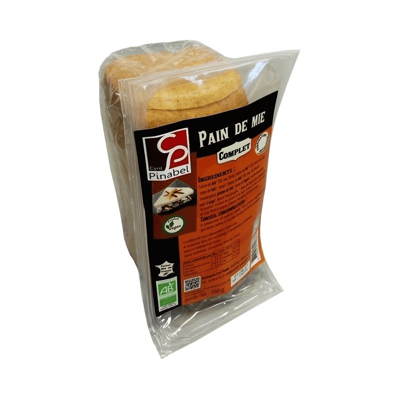 PAIN DE MIE COMPLET 350G | PINABEL | Acheter sur EtiketBio.eu