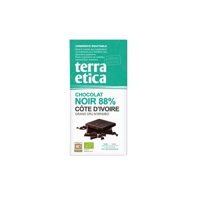 TABLETTE CHOCOLAT NOIR 88% | TERRA ETICA | Acheter sur EtiketBio.eu