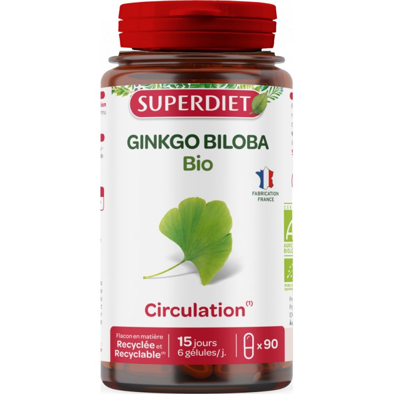 GINKGO BILOBA BIO 90GELS | SUPER DIET | Acheter sur EtiketBio.eu
