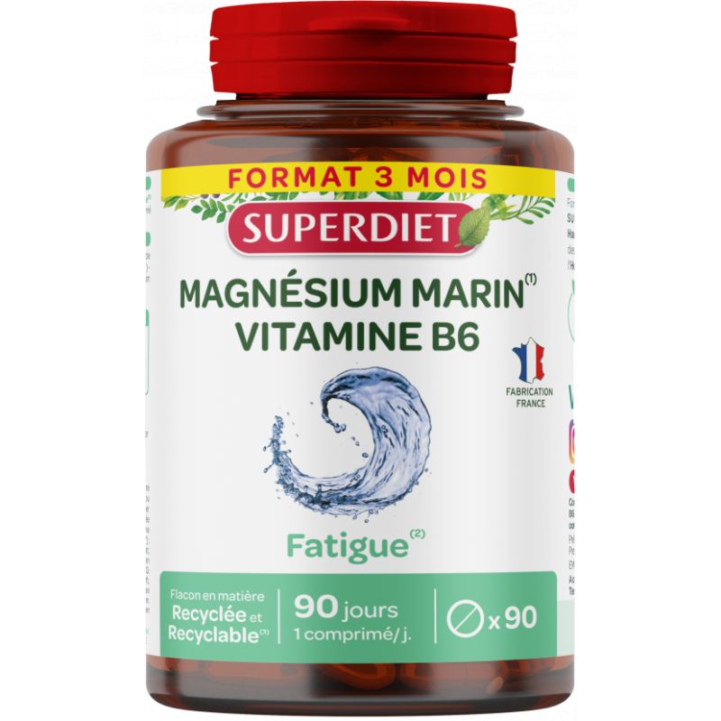 Magnesium marin + vit b6 90cps Super Diet  dans votre magasin bio en ligne Etiketbio.eu