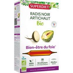 Radis noir artichaut bio 20 ampoules  Super Diet  dans votre magasin bio en ligne Etiketbio.eu
