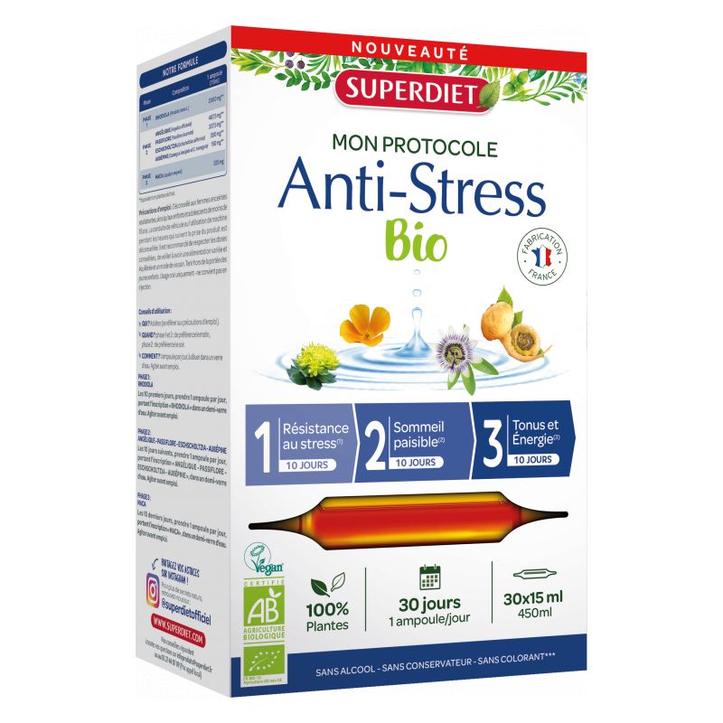 Protocole anti stress 30 ampoules Super Diet  dans votre magasin bio en ligne Etiketbio.eu