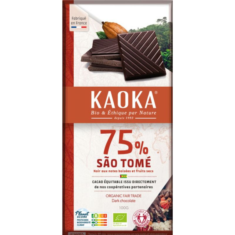TABLETTE CHOCOLAT NOIR 75% SAO TOME 100G | KAOKA | Acheter sur Etik...